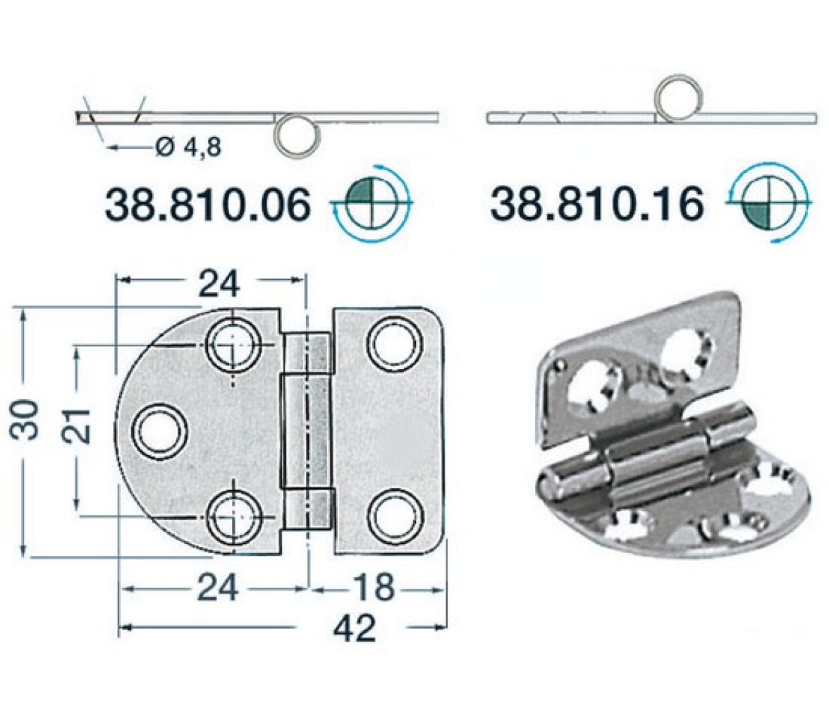 Bisagra Acero Inoxidable 42 x 30 mm Grosor 2 mm