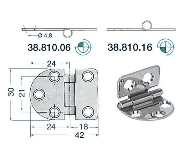 Bisagra Acero Inoxidable 42 x 30 mm Grosor 2 mm