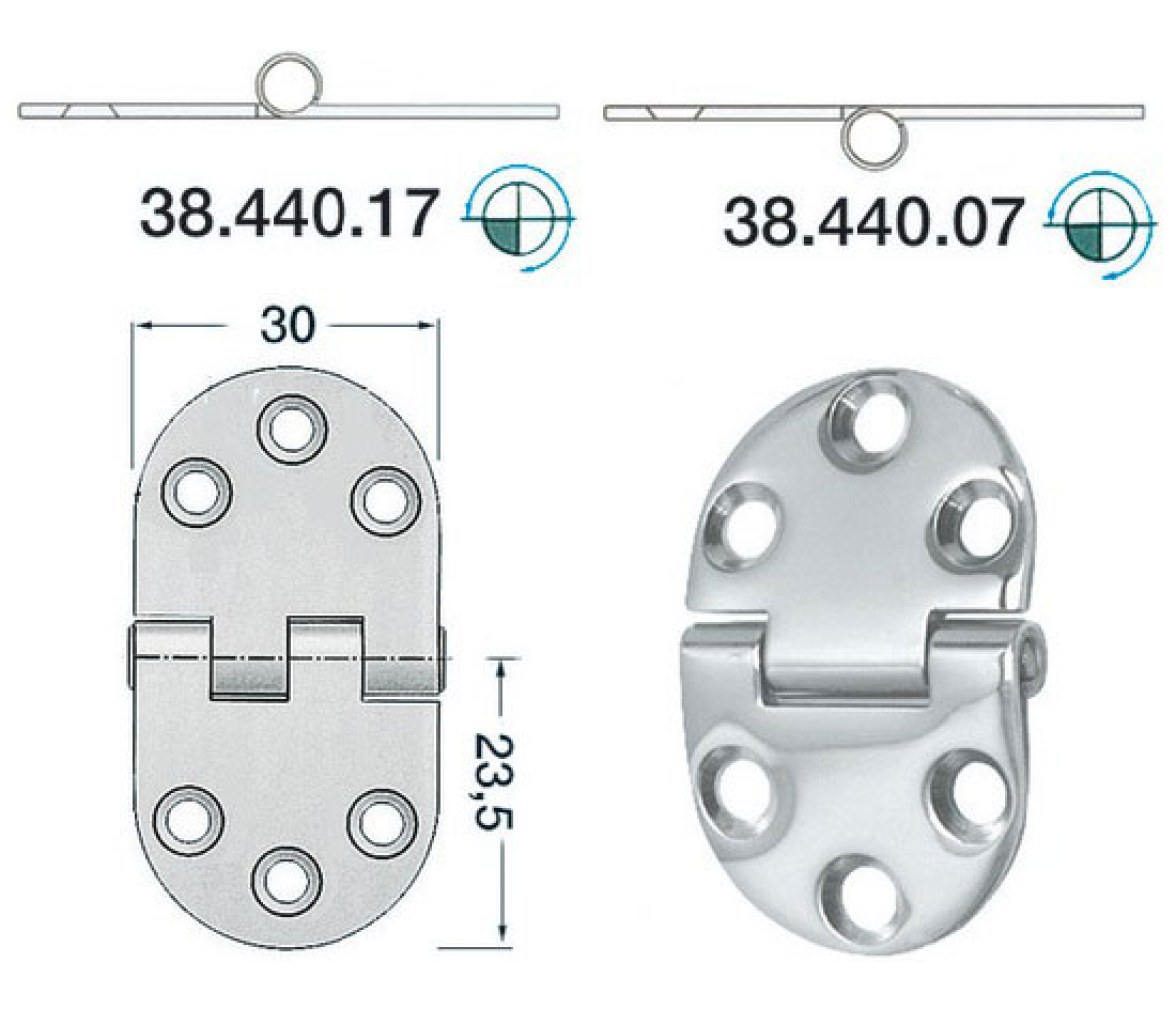 Bisagra Acero Inoxidable 47 x 30 mm Grosor 2 mm