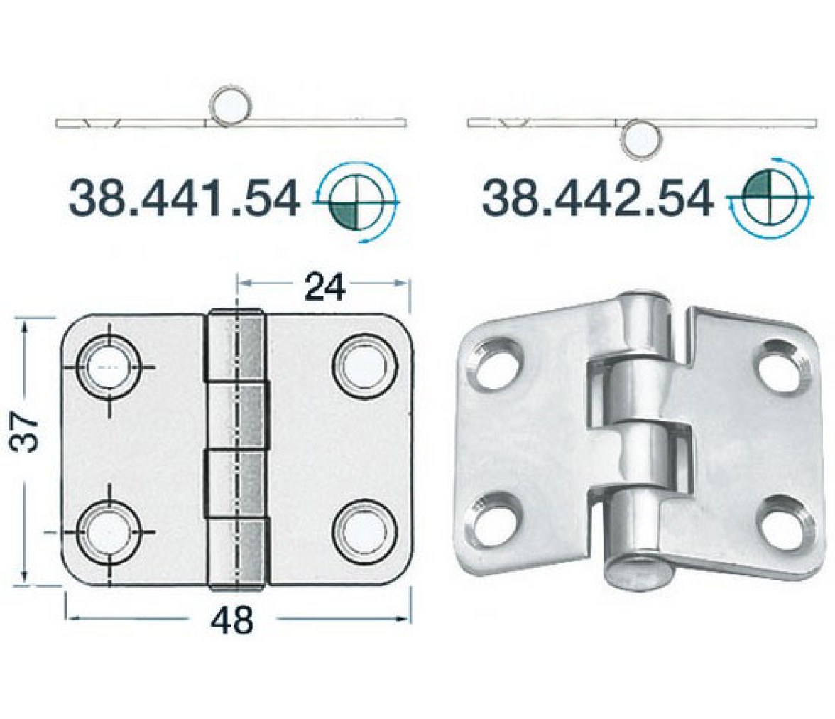 Bisagra Acero Inoxidable 48 x 37 mm Grosor 2 mm