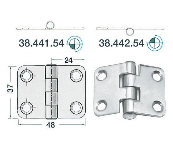 Bisagra Acero Inoxidable 48 x 37 mm Grosor 2 mm