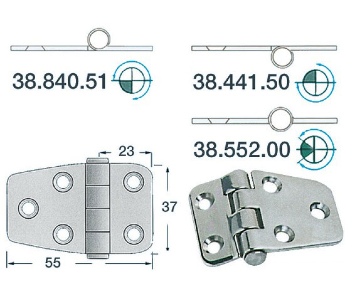 Bisagra Acero Inoxidable 55 x 37 mm Grosor 2 mm