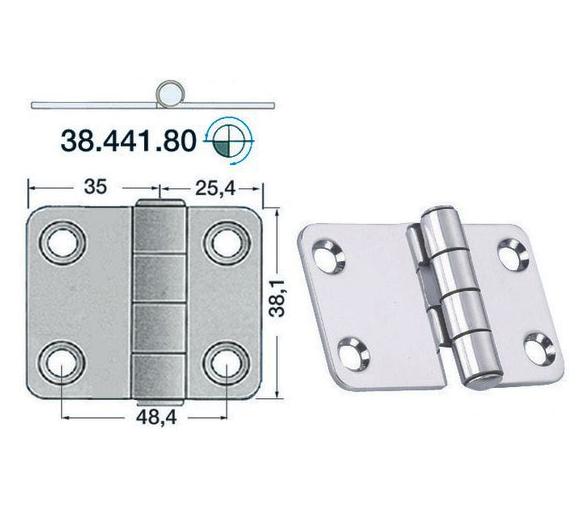 Bisagra Acero Inoxidable 60,4 x 38,1 mm Grosor 2 mm