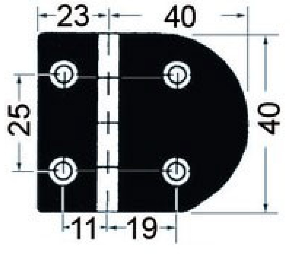 Bisagra Acero Inoxidable 63 x 40 mm con Pernos Apertura 95 Grados