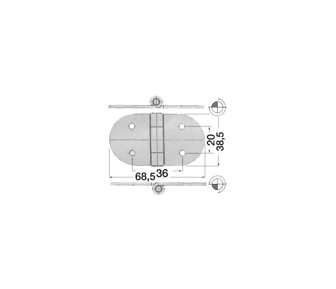 68.5 x 38.5 mmThickness Standard Pin Stainless Steel Hinge with Studs