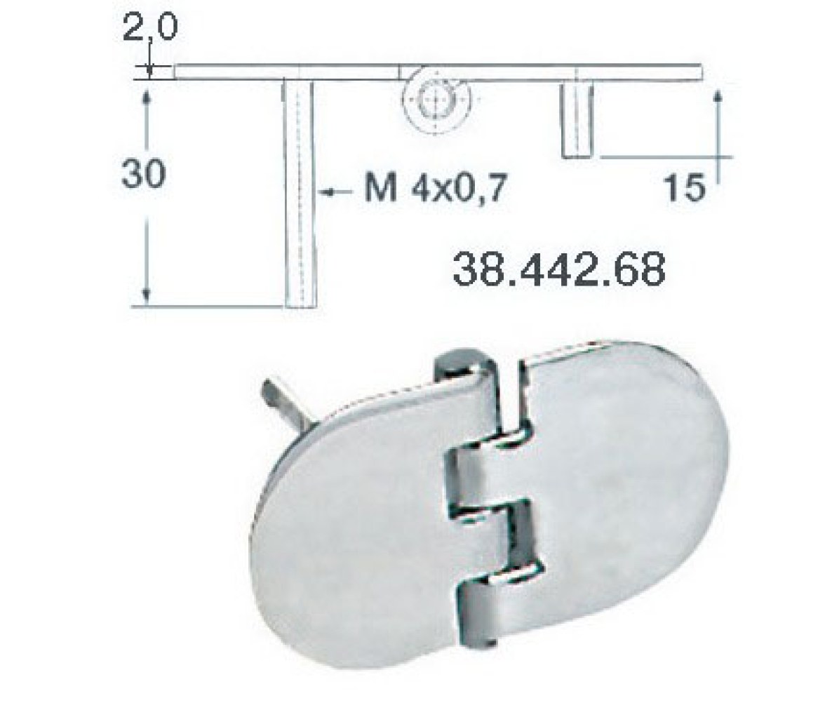 Bisagra Acero Inoxidable 68,5 x 38,5 mm con Pernos Apertura Izquierda