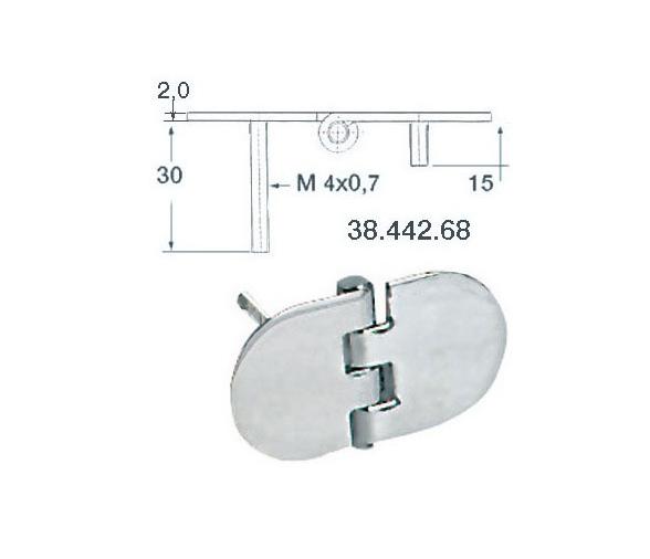 Bisagra Acero Inoxidable 68,5 x 38,5 mm con Pernos Apertura Izquierda