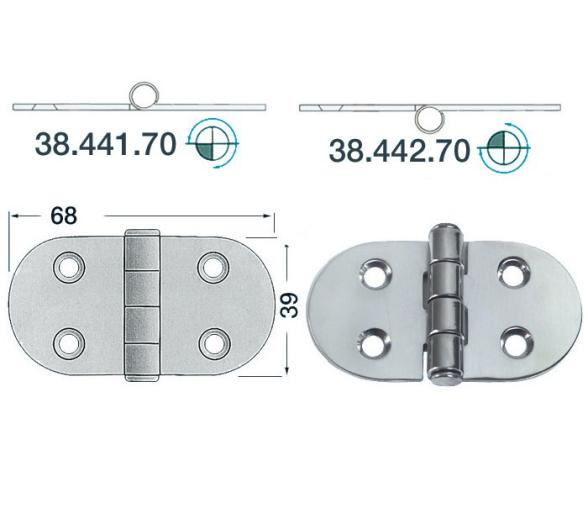 Bisagra Acero Inoxidable 68 x 39 mm Grosor 2 mm