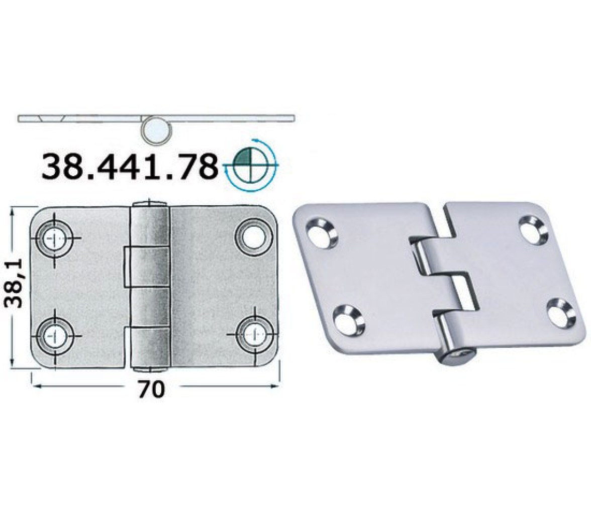 Bisagra Acero Inoxidable 70 x 38,1 mm Grosor 2 mm