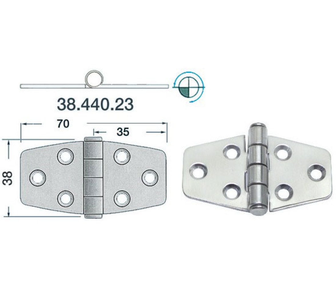 Bisagra Acero Inoxidable 70 x 38 mm Grosor 2 mm