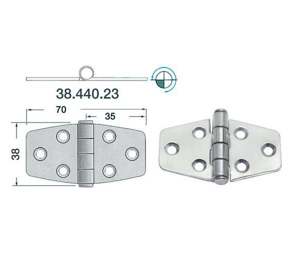 Bisagra Acero Inoxidable 70 x 38 mm Grosor 2 mm