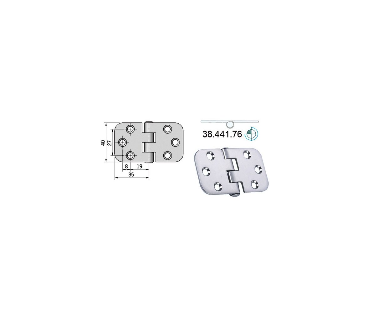 2 mm Thickness 70 x 39 mm Stainless Steel Hinge