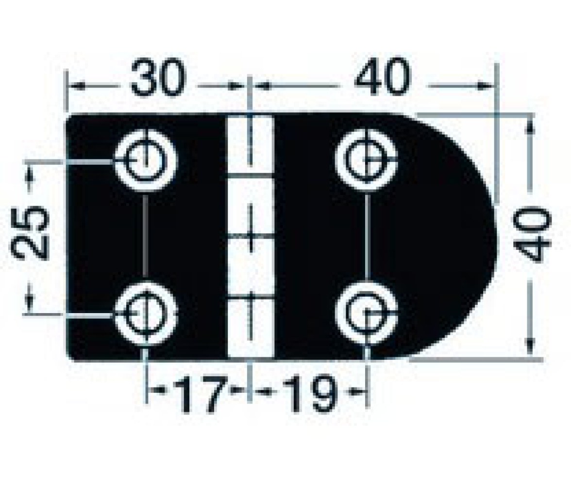 Bisagra Acero Inoxidable 70 x 40 mm Apertura 95 Grados