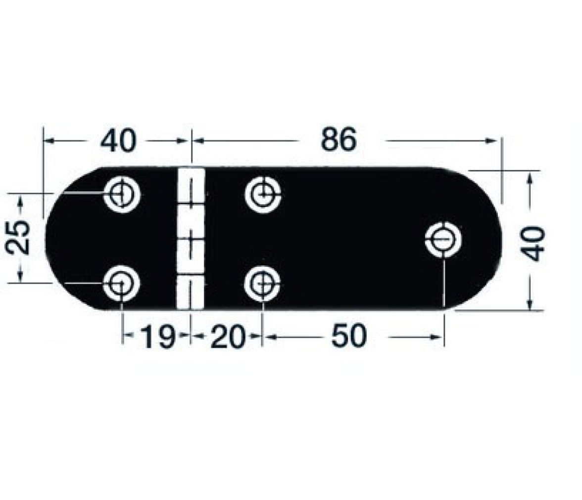 Bisagra Acero Inoxidable 126 x 40 mm con Pernos Apertura 180 Grados