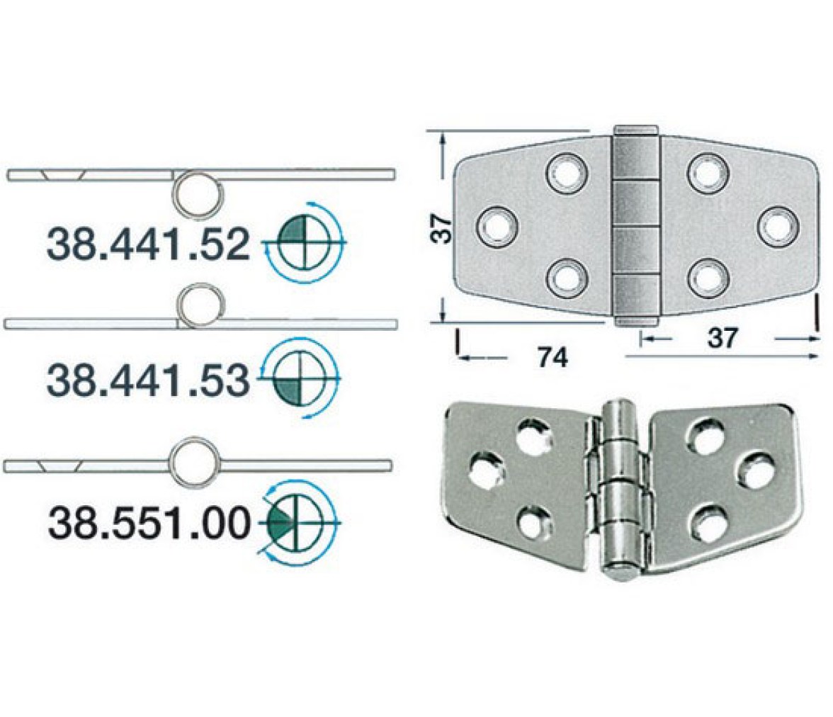 Bisagra Acero Inoxidable 74 x 37 mm Grosor 2 mm