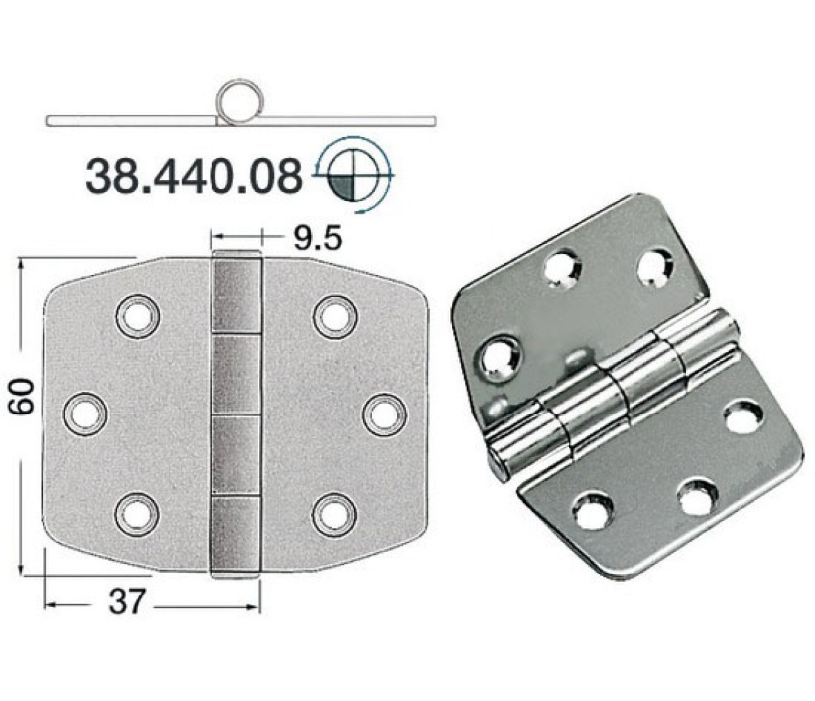 Bisagra Acero Inoxidable 74 x 60 mm Grosor 2 mm