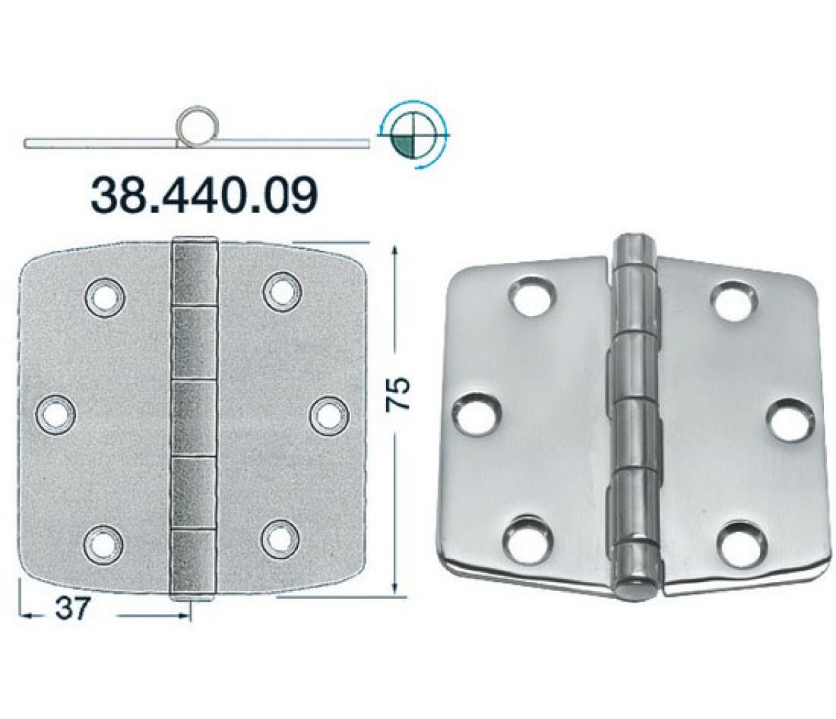 Bisagra Acero Inoxidable 74 x 75 mm Grosor 2 mm