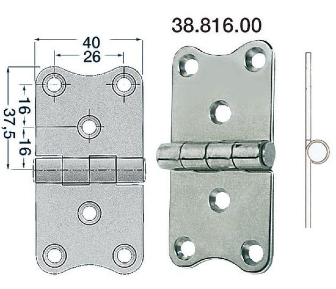 Bisagra Acero Inoxidable 75 x 40 mm Grosor 2 mm