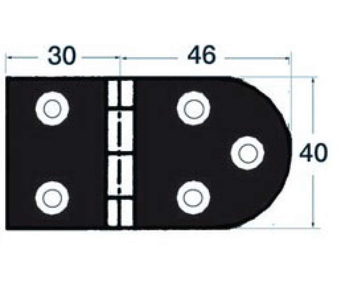 Bisagra Acero Inoxidable 76 x 40 mm Apertura 180 Grados