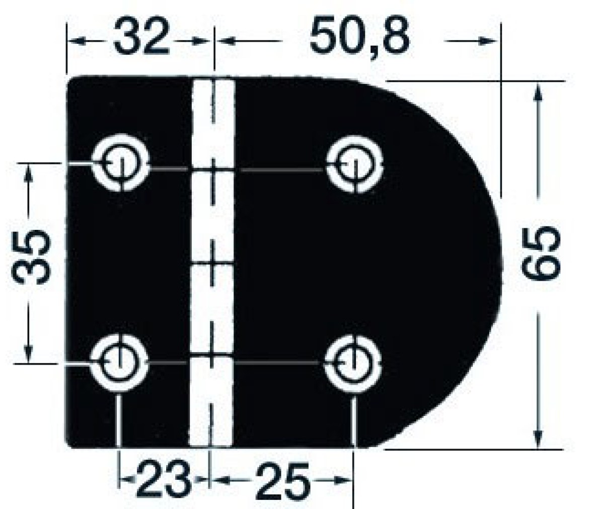 Bisagra Acero Inoxidable 83 x 65 mm Apertura 180 Grados