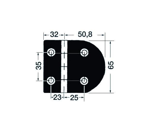 Bisagra Acero Inoxidable 83 x 65 mm Apertura 95 Grados