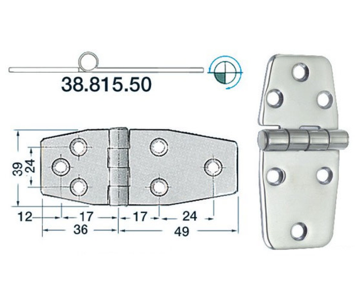 Bisagra Acero Inoxidable 85 x 39 mm Grosor 2 mm