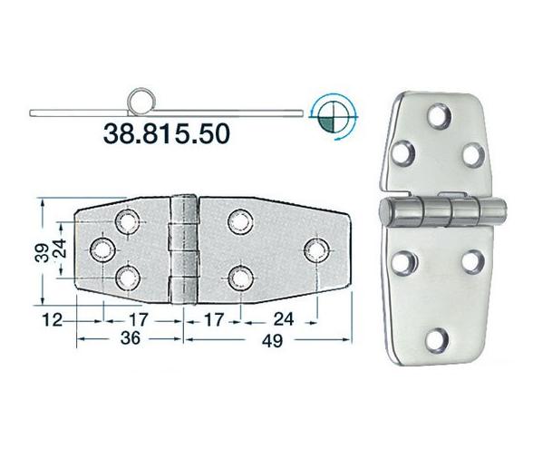 Bisagra Acero Inoxidable 85 x 39 mm Grosor 2 mm