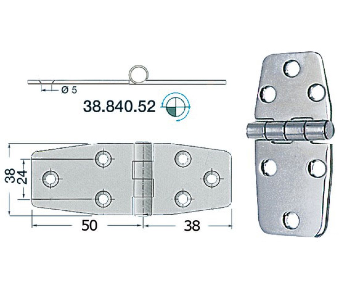 Bisagra Acero Inoxidable 88 x 38 mm Grosor 2 mm