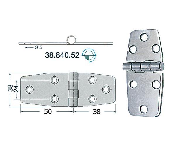 Bisagra Acero Inoxidable 88 x 38 mm Grosor 2 mm