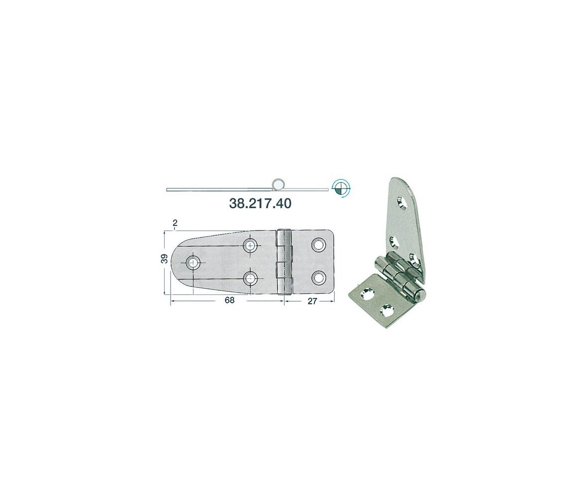 Bisagra Acero Inoxidable 95 x 39 mm Grosor 2 mm