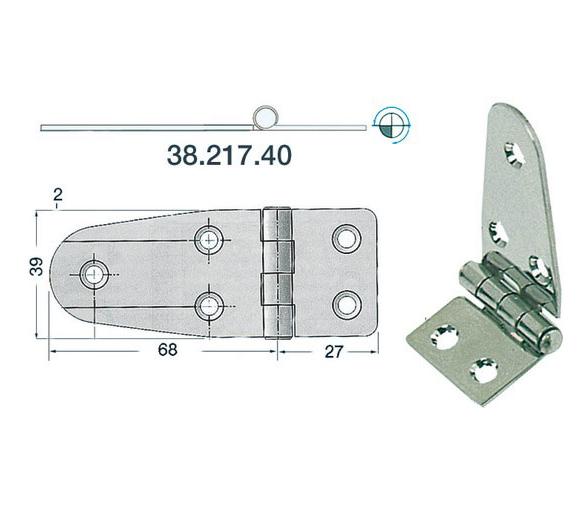 Bisagra Acero Inoxidable 95 x 39 mm Grosor 2 mm
