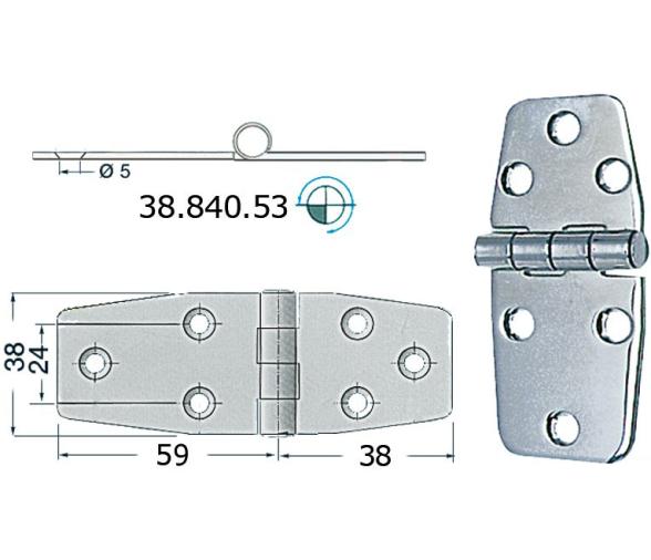 Bisagra Acero Inoxidable 97 x 38 mm Grosor 2,5 mm