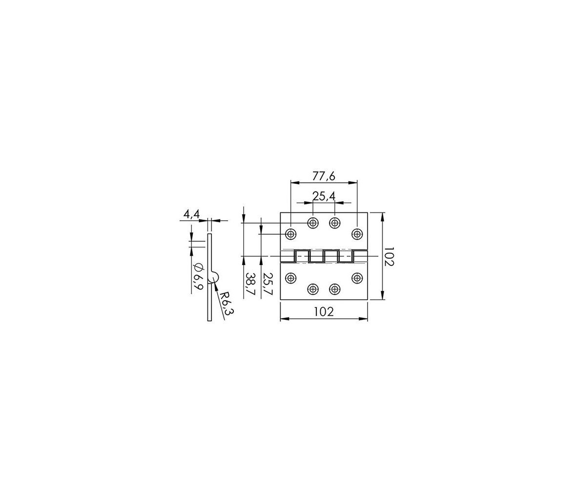 Bisagra Acero Inoxidable Microfundicion 102 x 102 mm