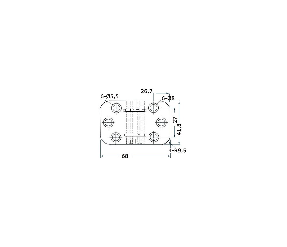 Bisagra Acero Inoxidable Plegable 68 x 42 mm