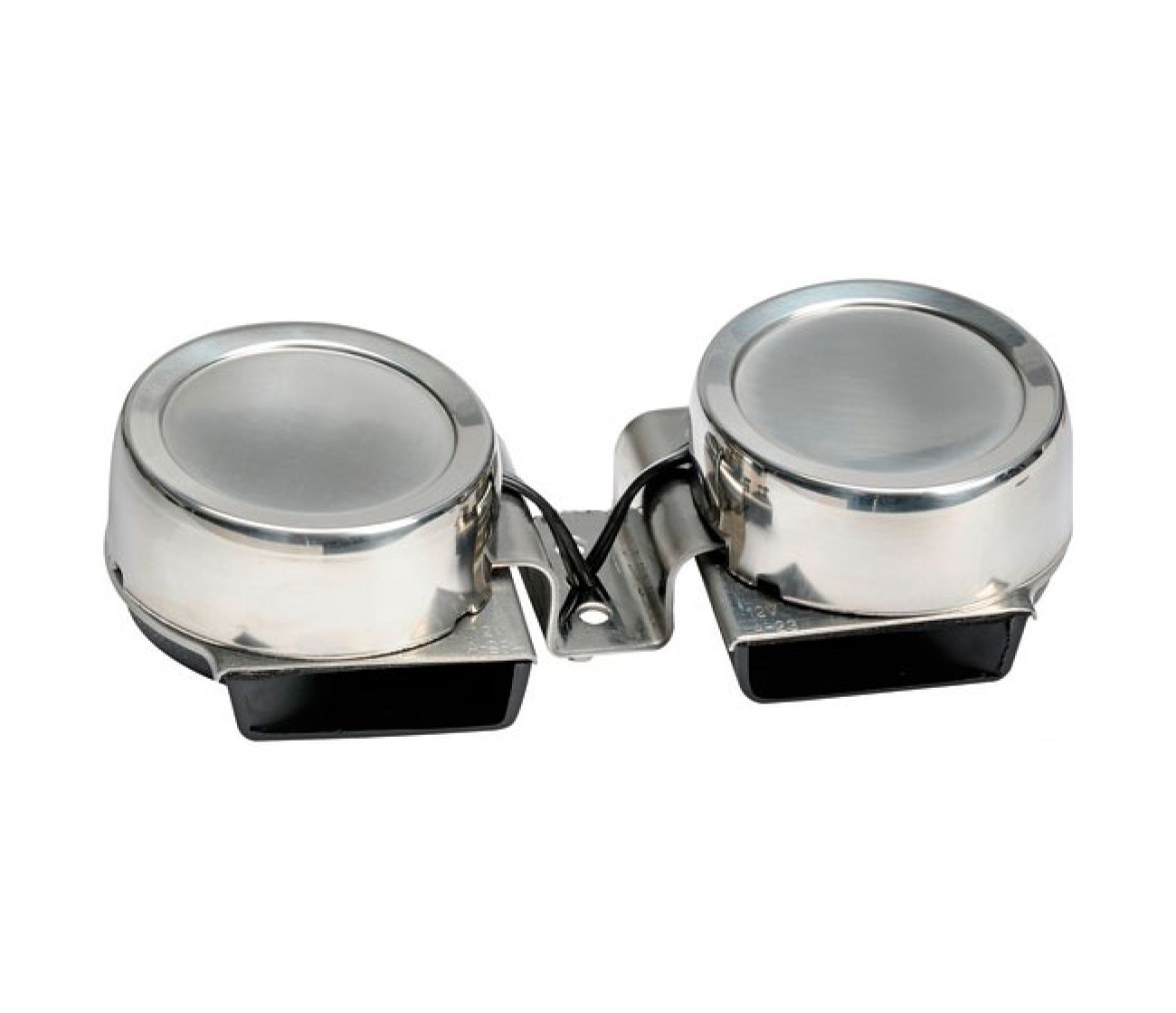 Bocina Doble de Niebla Electrica Inox