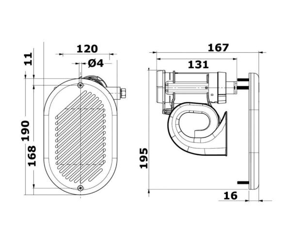 Bocina Hurricane Electromagnética Negra 12V