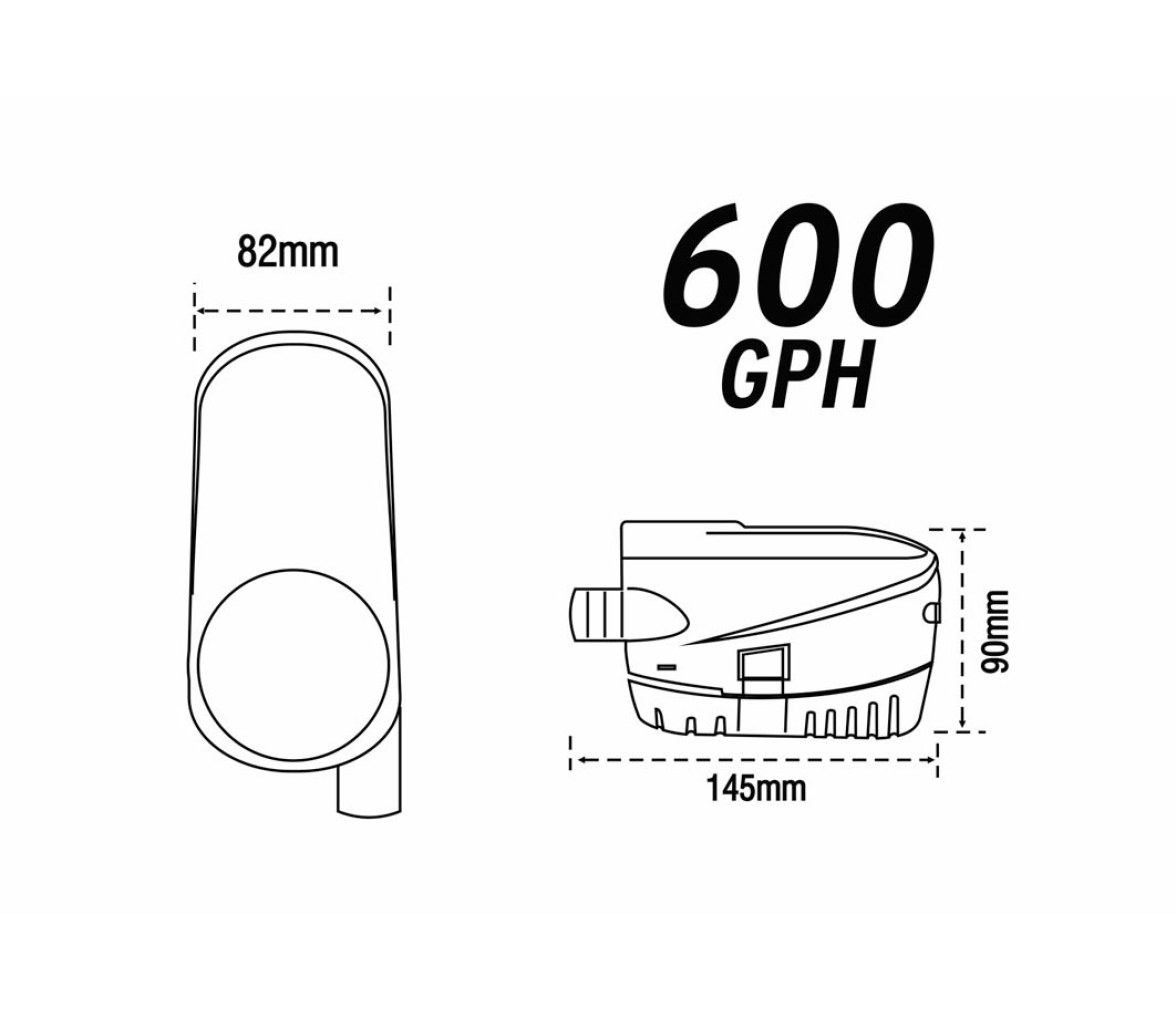 Bomba de sentina Sumergible Automática, 600Gph, 24V