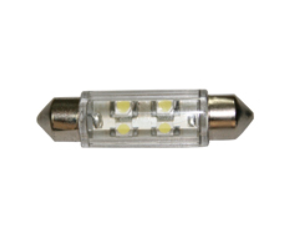 Bombilla 12V, LED, T11, SV8.5-8, blanco - 2x4 LEDs 360°,11x39mm