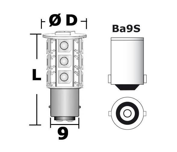 Bombilla 5 LEDs BA9S