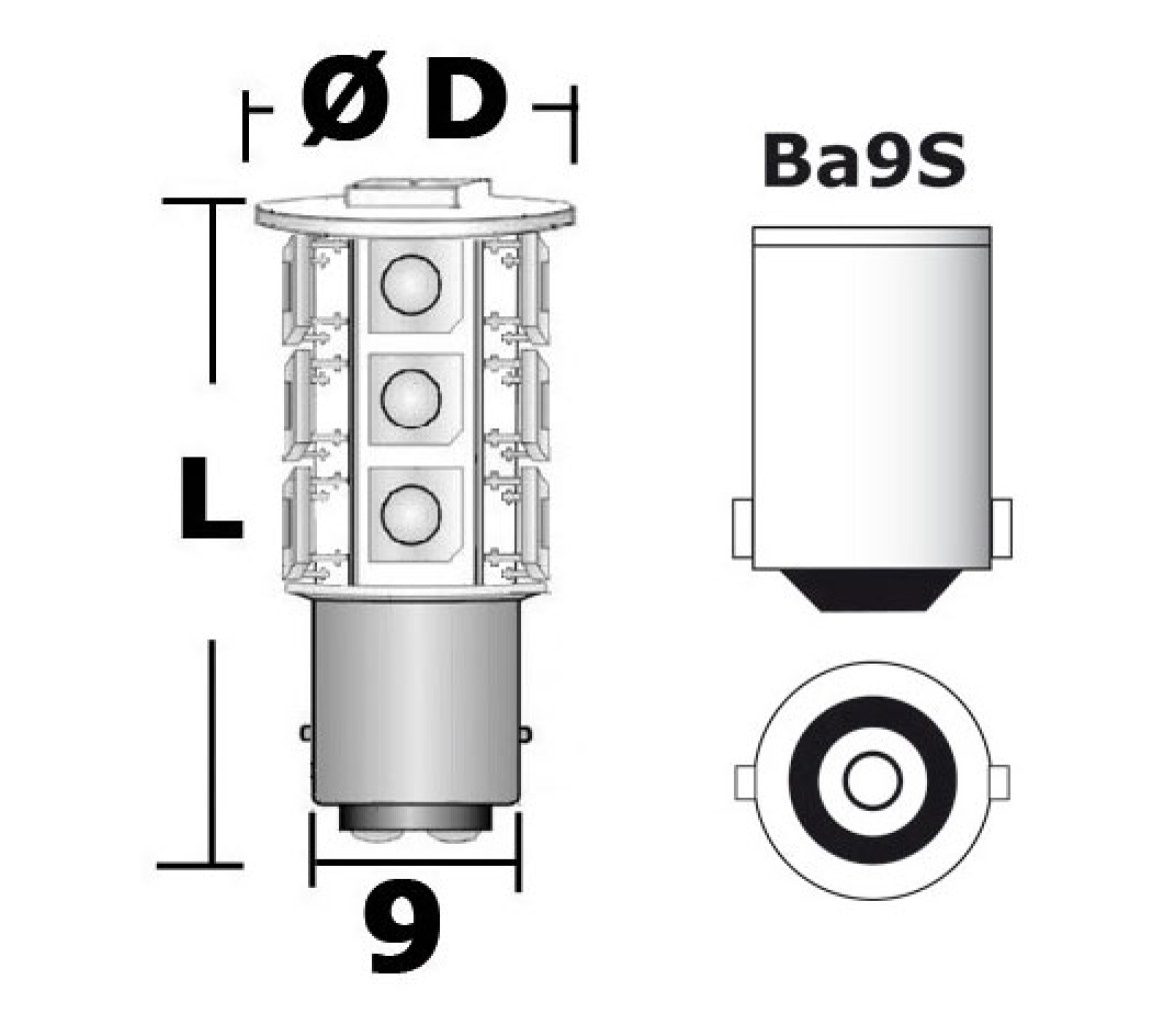 Bombilla 9 LEDs BA9S