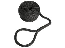 Cabo de Amarre de Poliester de Doble Trenza Negro con Gaza