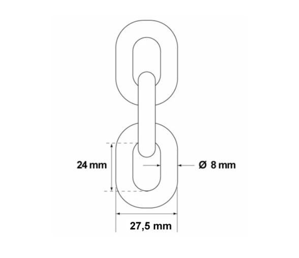 Cadena Calibrada Galvanizada 8 mm DIN 766