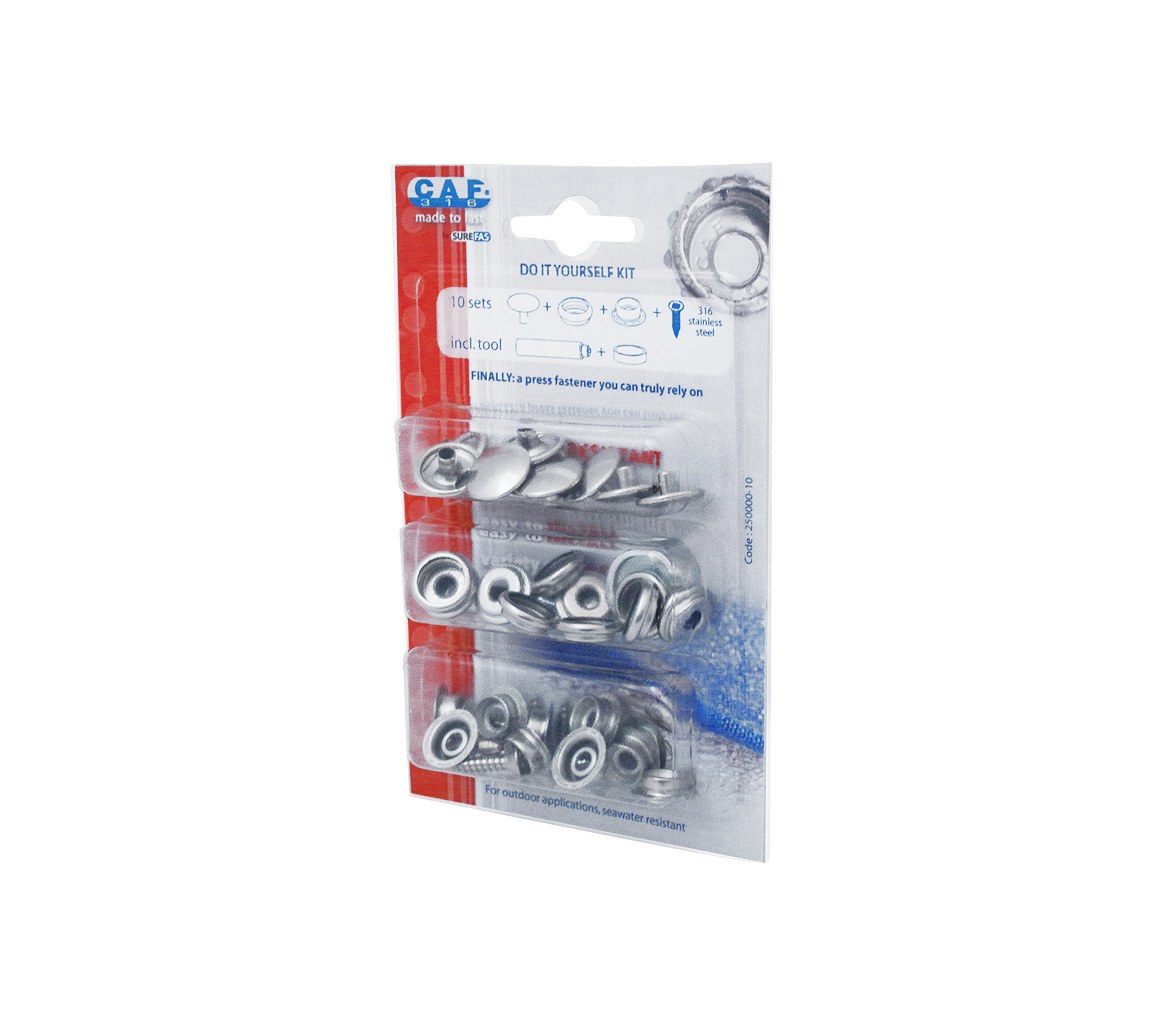 CAF Set 10 Broches con Fijacion a Tela en Acero Inox 316
