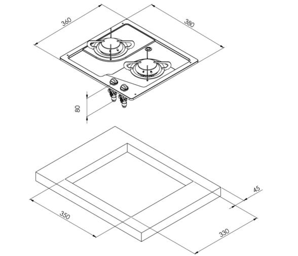Can Cocina de Gas 2 Fuegos