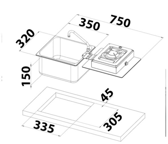 CAN Fregadero y Cocina cuadrada LC1710