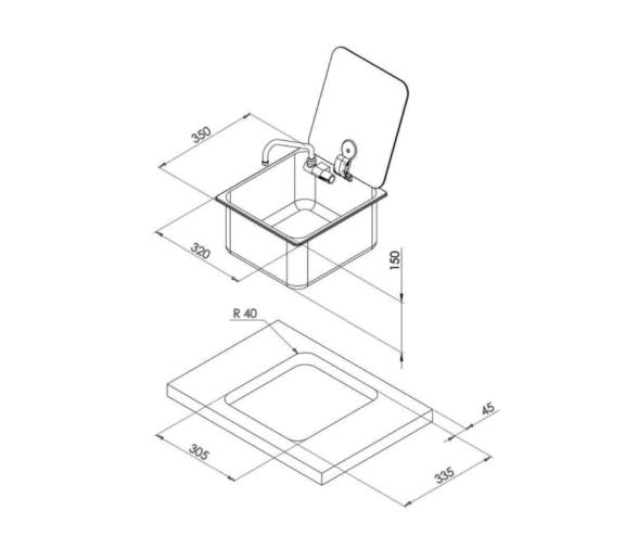 Can Fregadero Rectangular con Tapa de Cristal LR1760