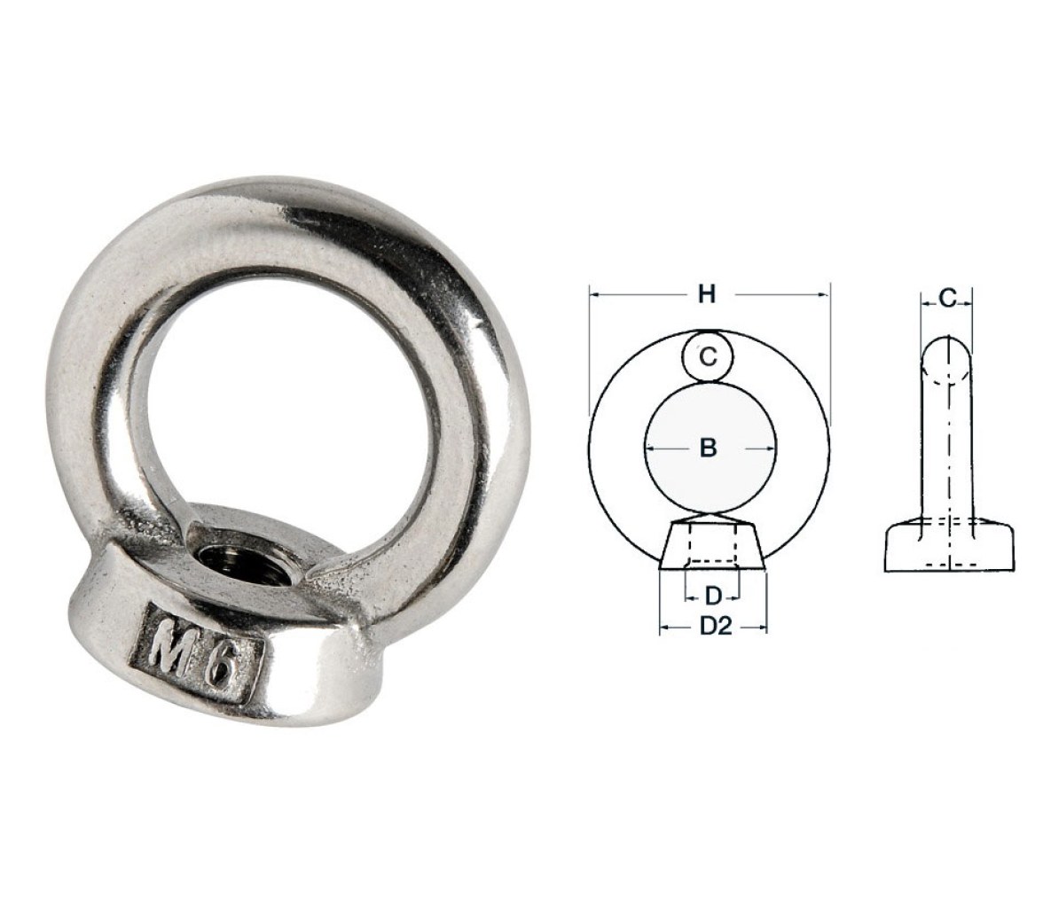 Cancamo Anilla Rosca Hembra Inox 316