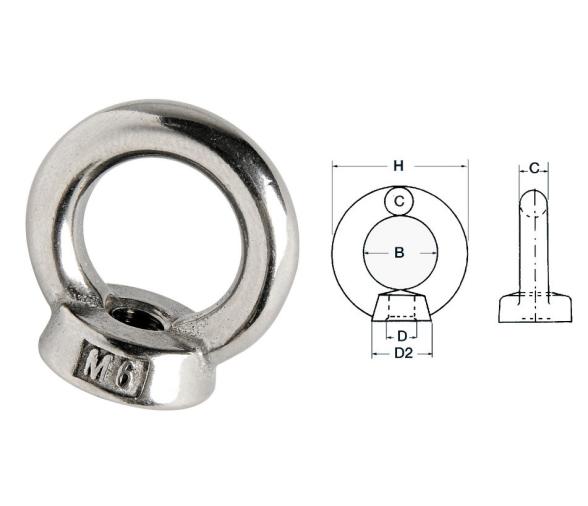 Cancamo Anilla Rosca Hembra Inox 316