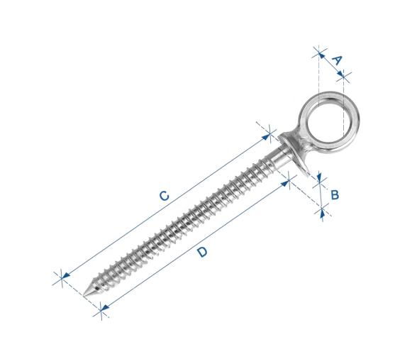 Cancamo rosca madera Inoxidable 316