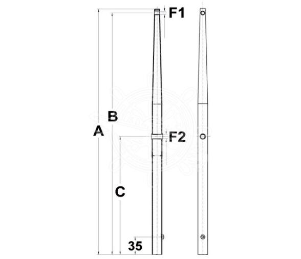 Candelero Acero inox diametro tubo 25 mm cabeza esferica